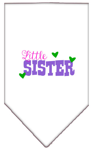Little Sister Screen Print Bandana White Small